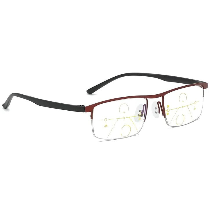 Unisex adaptive progressive reading glasses, multifocal, with blue light & UV filter.