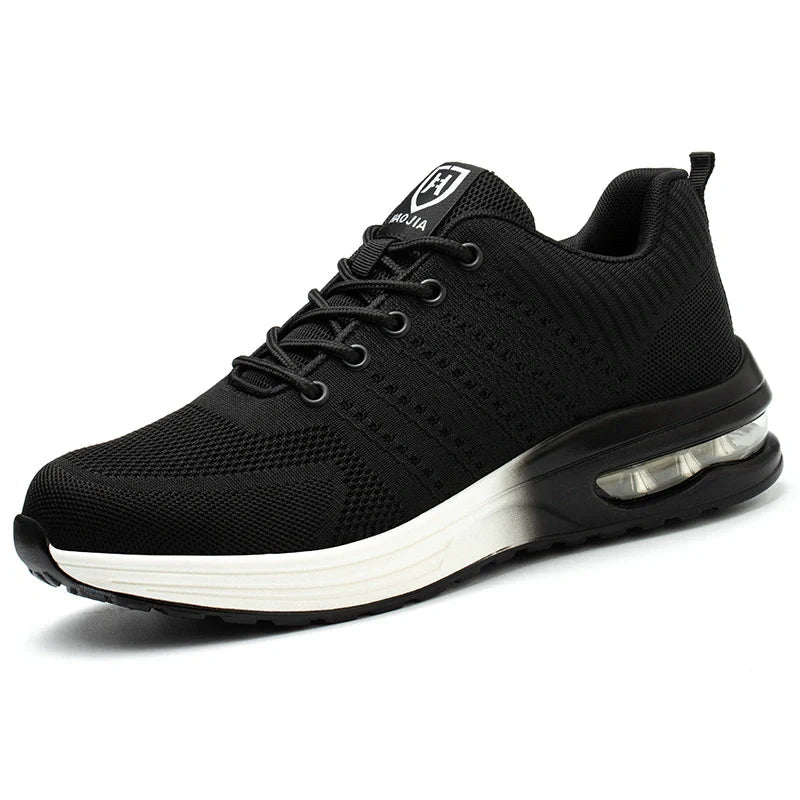 High-performance work shoes, unisex design with air cushion and lightweight construction.
