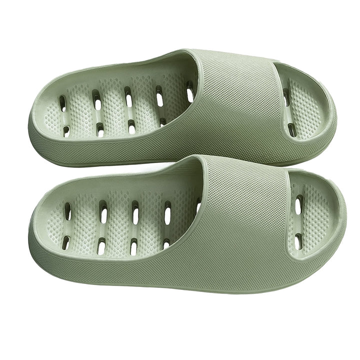 Non-slip grip sole of unisex quick-dry shower & bathroom slippers ensures safety on wet floors, ideal for poolside.