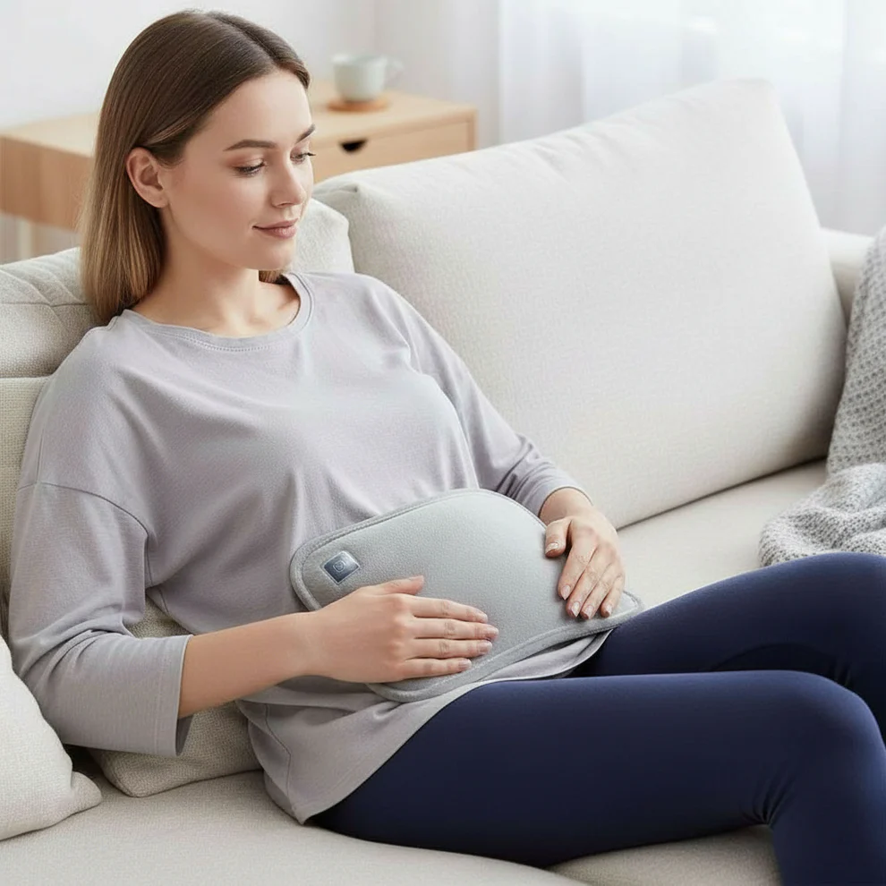 Portable thermal therapy pad with adjustable heat levels for personalized muscle pain and cramps relief.