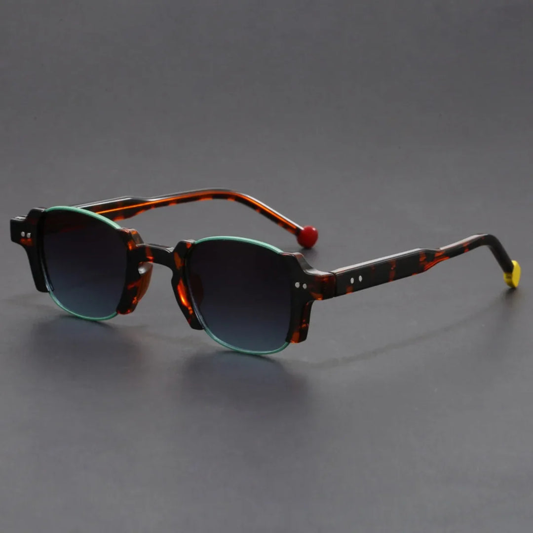 Unisex rectangular half-rim sunglasses, a stylish accessory for UV protection and fashion.