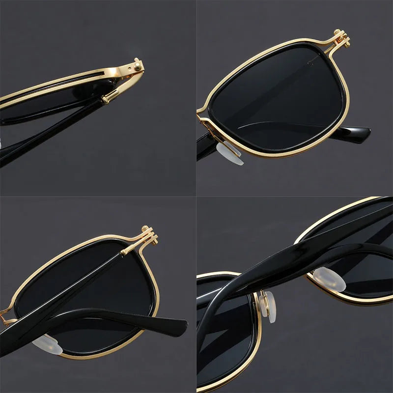 Side view of scratch-resistant unisex rectangular sunglasses, highlighting their lightweight design and UV400 lenses.