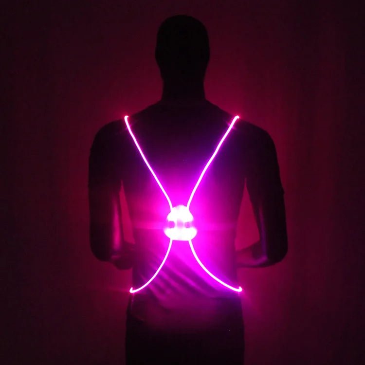 Bright LED reflective safety vest for night running & cycling. High visibility for outdoor activities.