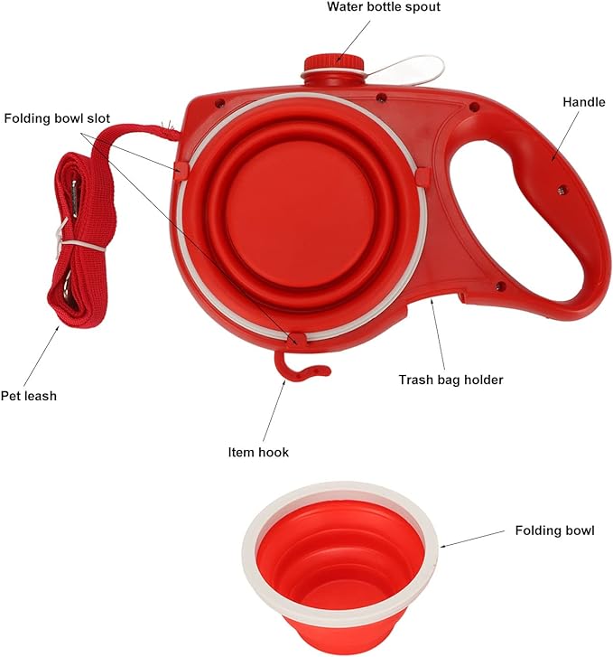 Packaging of the 4-in-1 retractable dog leash, emphasizing its features