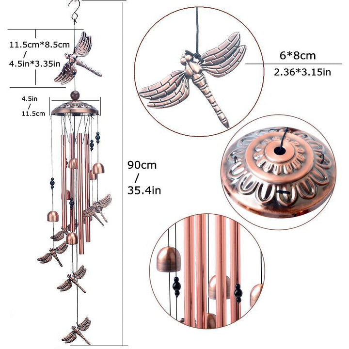 Retro style bronze animal wind chime, handcrafted for a distinctive outdoor decor statement in gardens