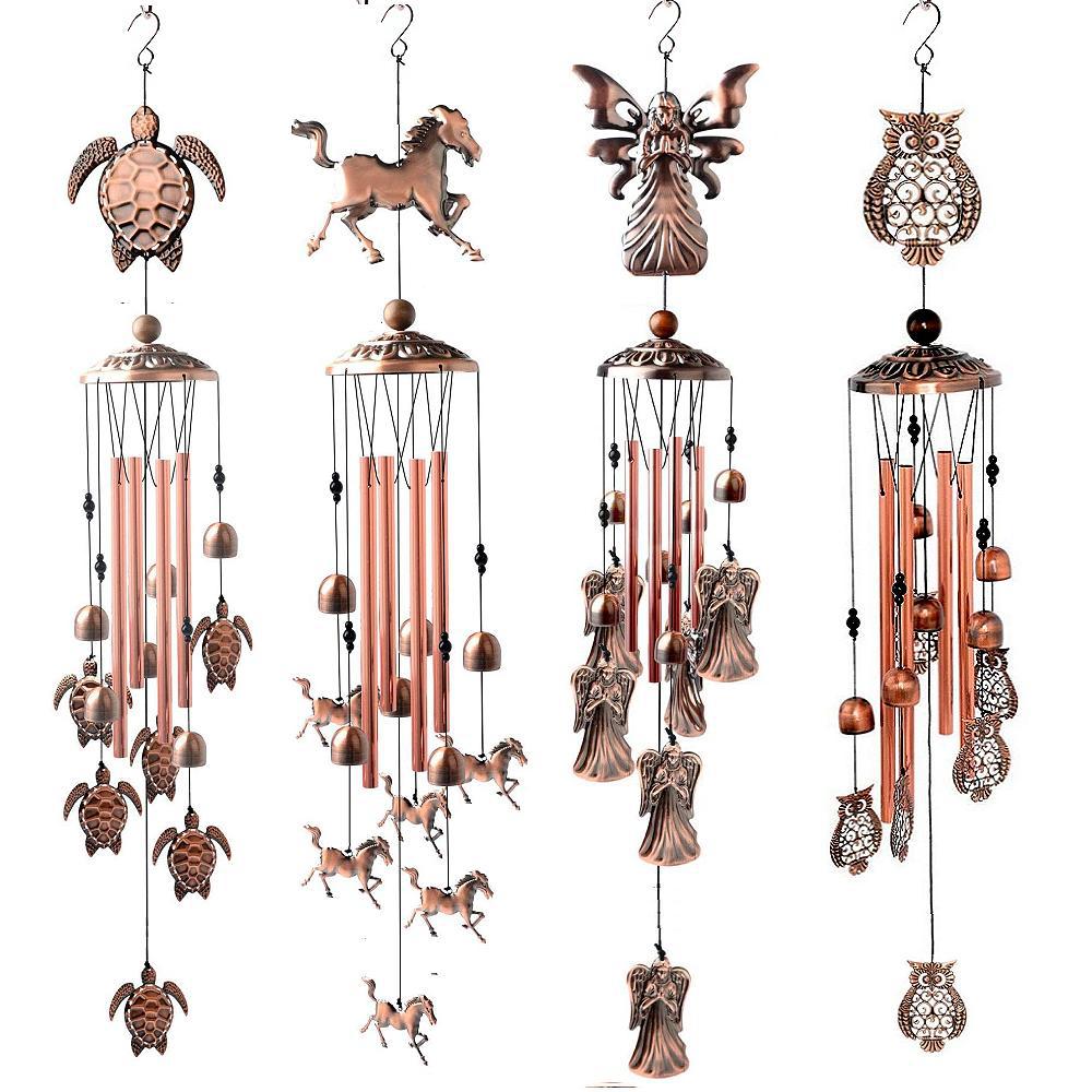 Bronze animal wind chime, designed for outdoor use, durable and charming garden accessory, retro appeal