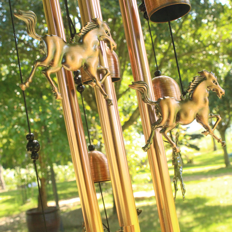 Bronze wind chime, animal-themed, perfect gift for garden lovers, handmade retro outdoor decor accessory