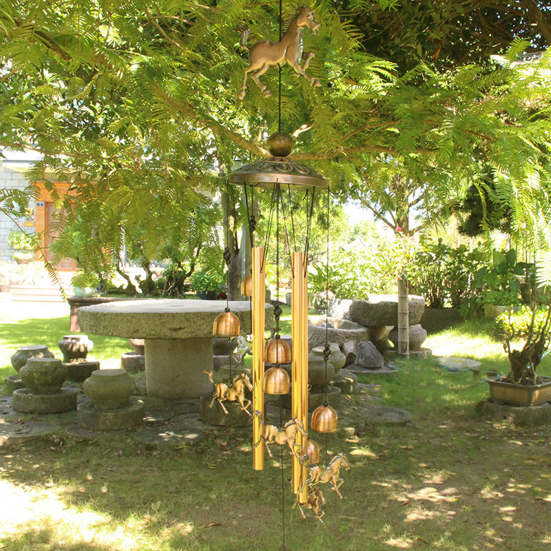 Unisex bronze wind chime with unique animal shapes, adding a retro touch to any outdoor space or garden