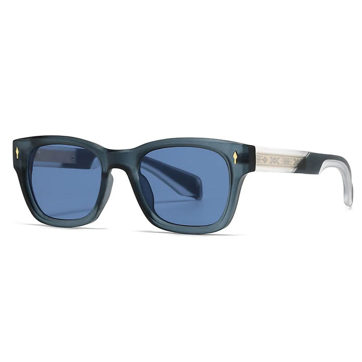 Pair of cat-eye sunglasses on a beach background, emphasizing their use for UV protection in summer