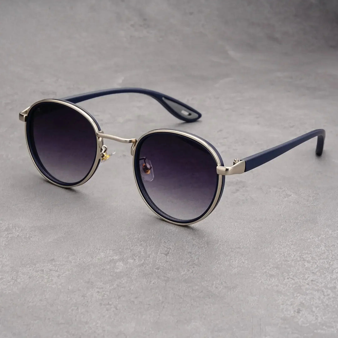 Unisex fashion accessory: retro round metal sunglasses, perfect for sun protection