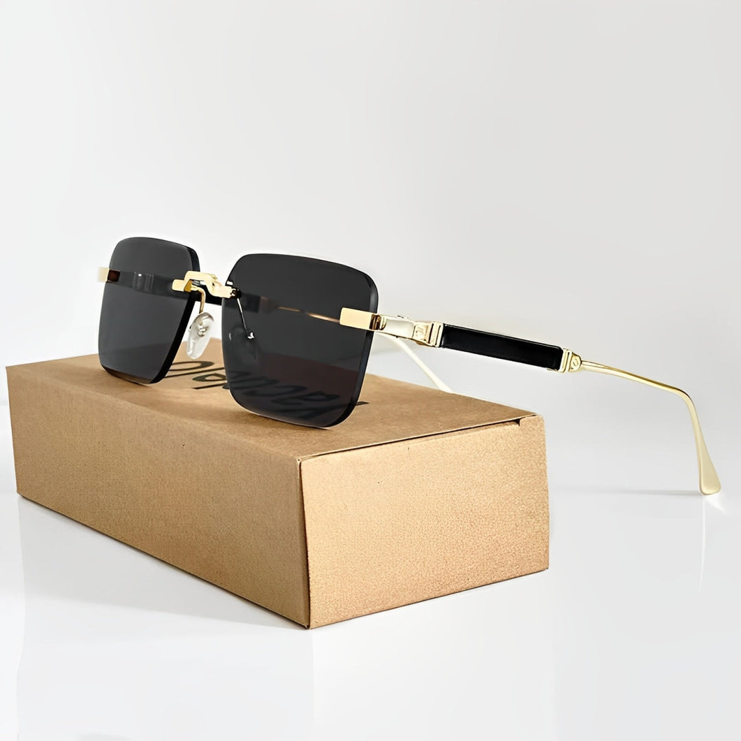Close-up of unisex retro sunglasses with vibrant gradient lenses, adjustable fit for sun protection and style.