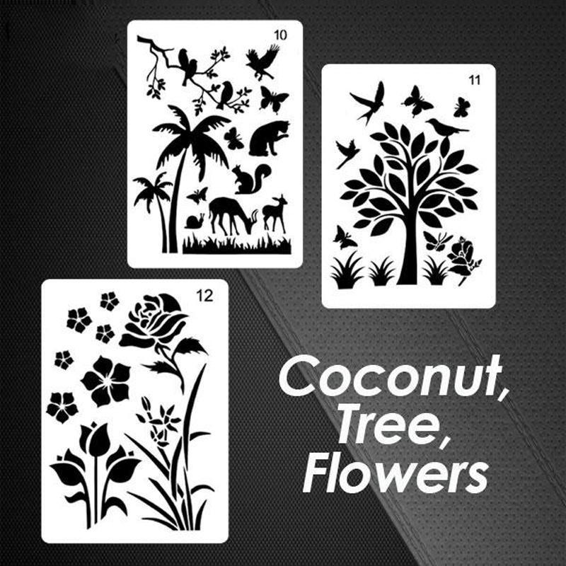 Reusable stencils for drawing and painting, perfect for adding details to scrapbooks
