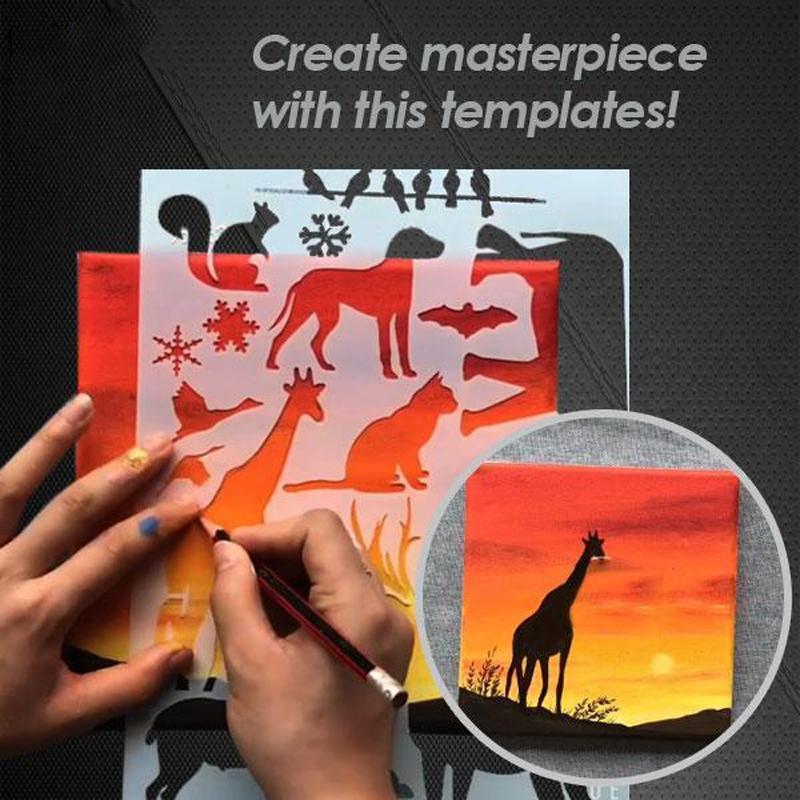 Set of reusable drawing art stencils, perfect for scrapbooking and painting projects