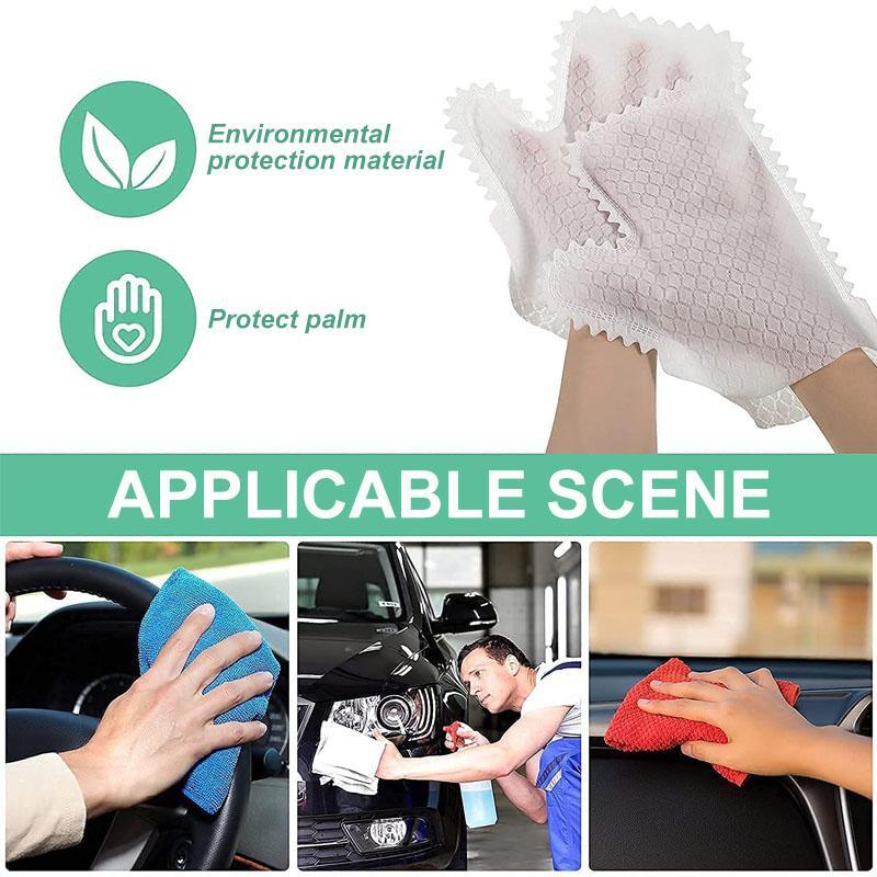 Bamboo fiber cleaning gloves featuring fish scale texture for superior dust collection