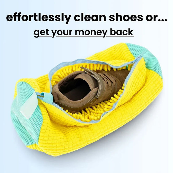Unisex reusable laundry shoe wash bag made from durable white mesh polyester for footwear care