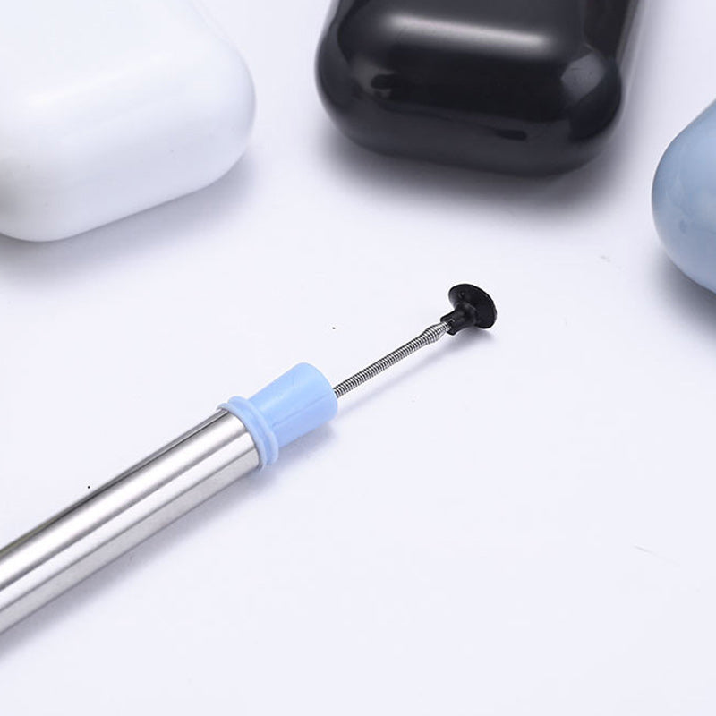 Reusable folding drinking straw made from high-quality stainless steel, a green alternative to plastic.