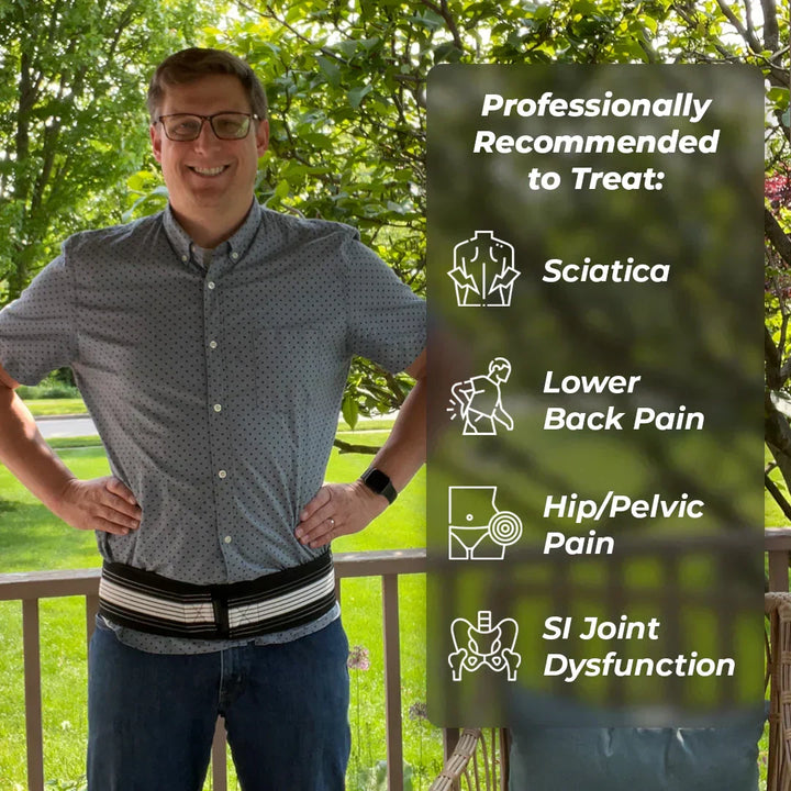 Comfortable unisex compression belt for sciatica nerve pain, SI joint dysfunction & hip stability.