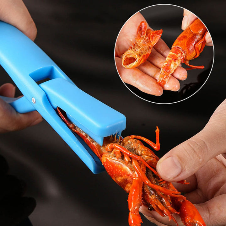 Unisex Seafood Sheller Tool for crawfish, bright red plastic, ergonomic handle