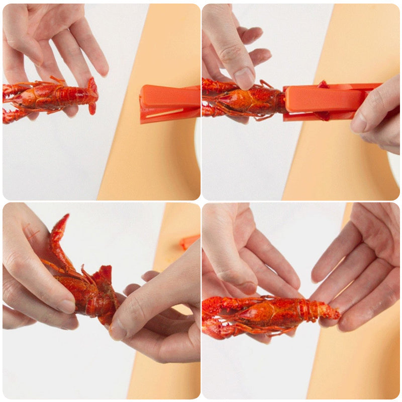 Ergonomic red plastic Seafood Sheller Tool, perfect for quick and mess-free crawfish peeling