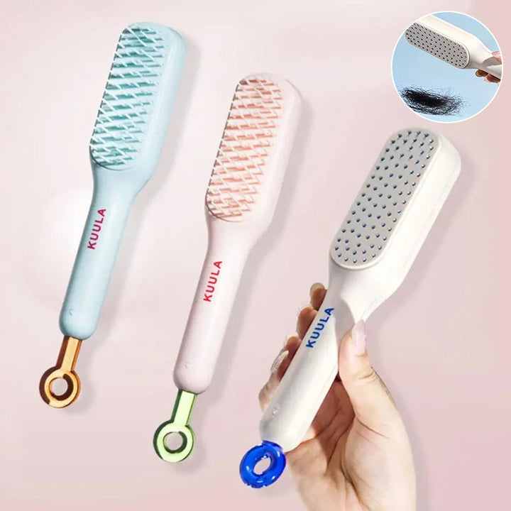 Unisex self-cleaning anti-static hair brush with massage airbag for detangling and scalp care