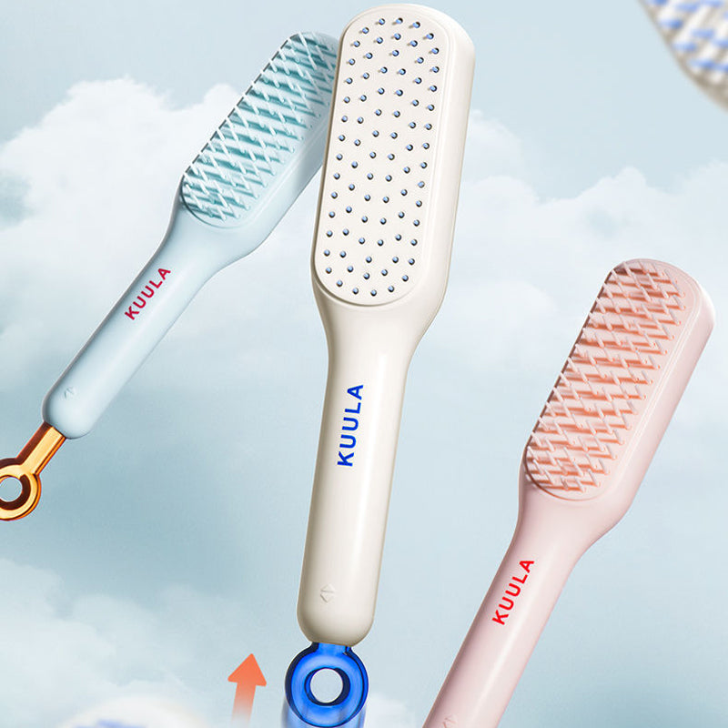 Stylistic shot of the hairbrush, highlighting its modern design for daily beauty routine