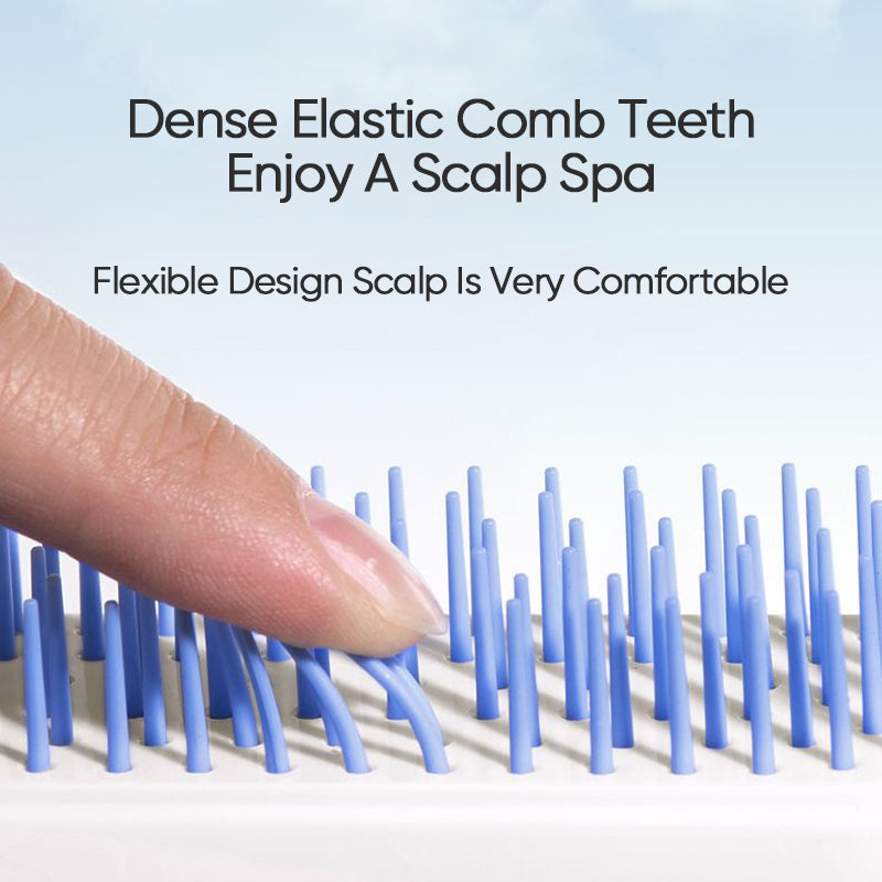 Ergonomic handle of a self-cleaning hair brush, ideal for all hair types and daily use