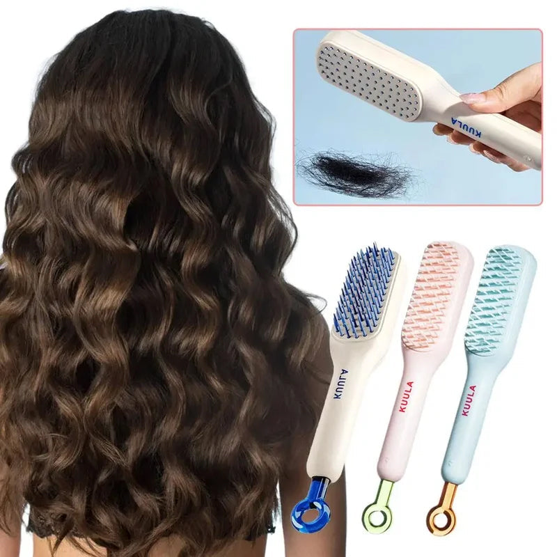 Hair tools: self-cleaning hair brush for effective detangling and scalp massage, beauty essential