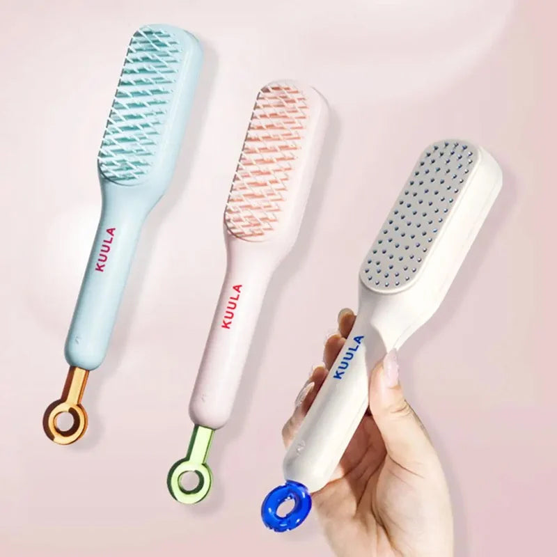 Gift idea: unisex self-cleaning anti-static hair brush with massage airbag, hair care solution
