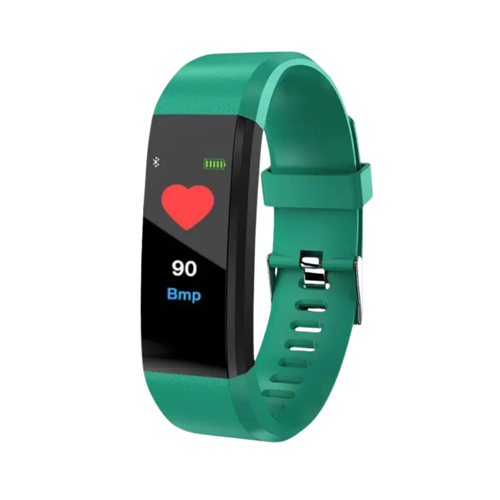 Senior smartwatch with a clear display, showing time and health stats. A reliable unisex health monitor.