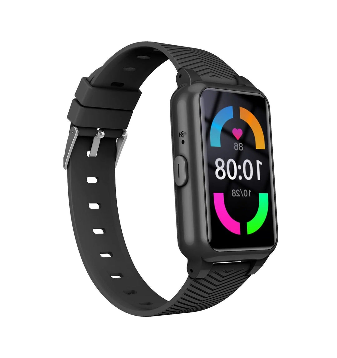 Unisex senior smartwatch with GPS, fall detection, and emergency call for elderly safety & health monitoring.