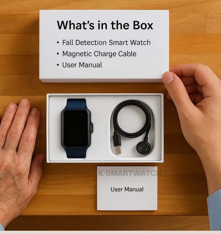 Map view on screen of senior smartwatch, showing real-time GPS tracking feature for caregiver peace of mind.