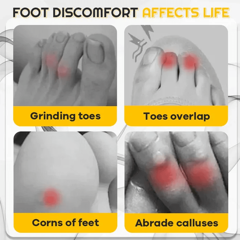 Silicone toe protector wrapped around a toe, illustrating use for pain and blister relief