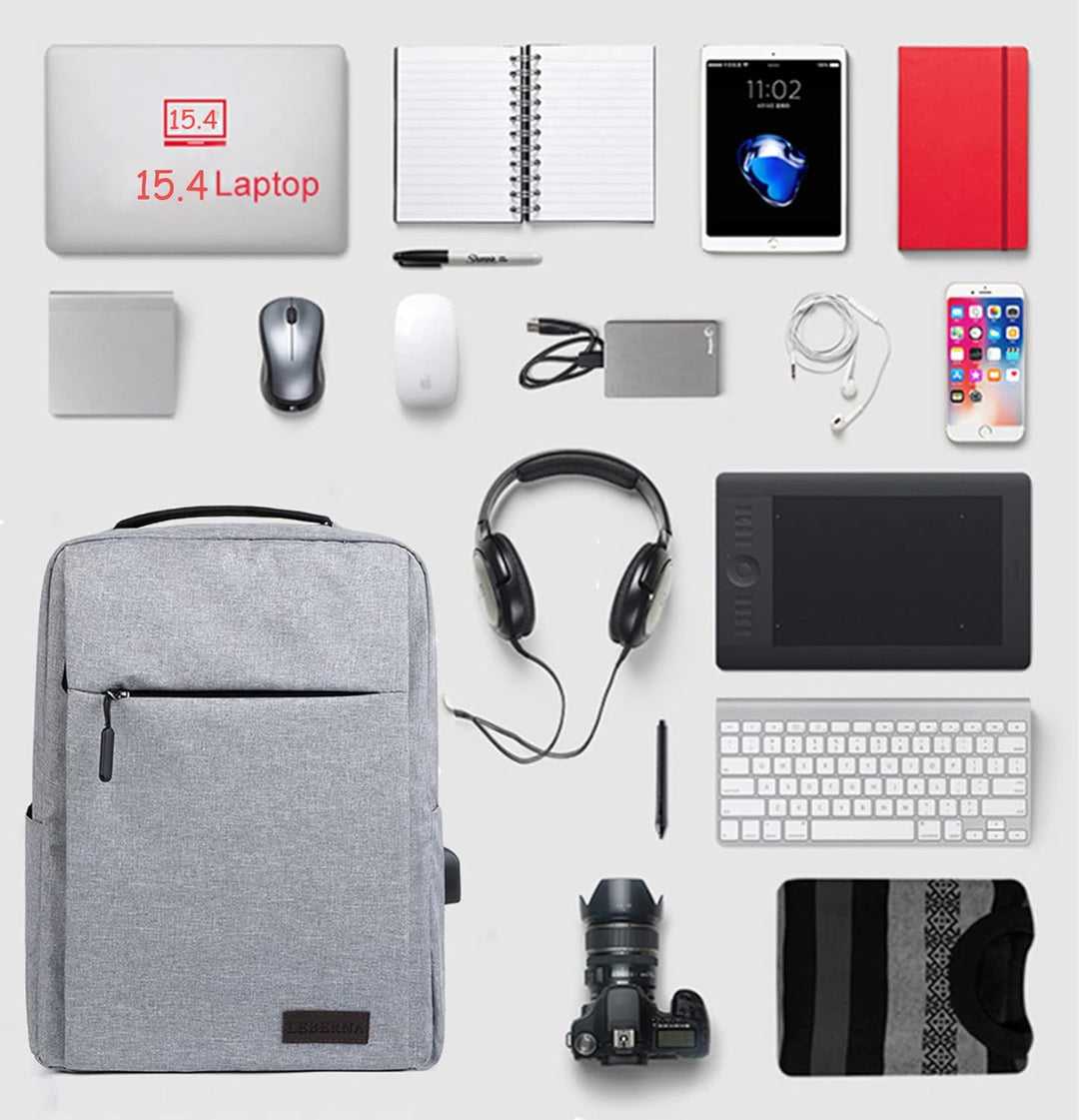 Compact waterproof business backpack, featuring a dedicated laptop sleeve and easy-access USB charging.