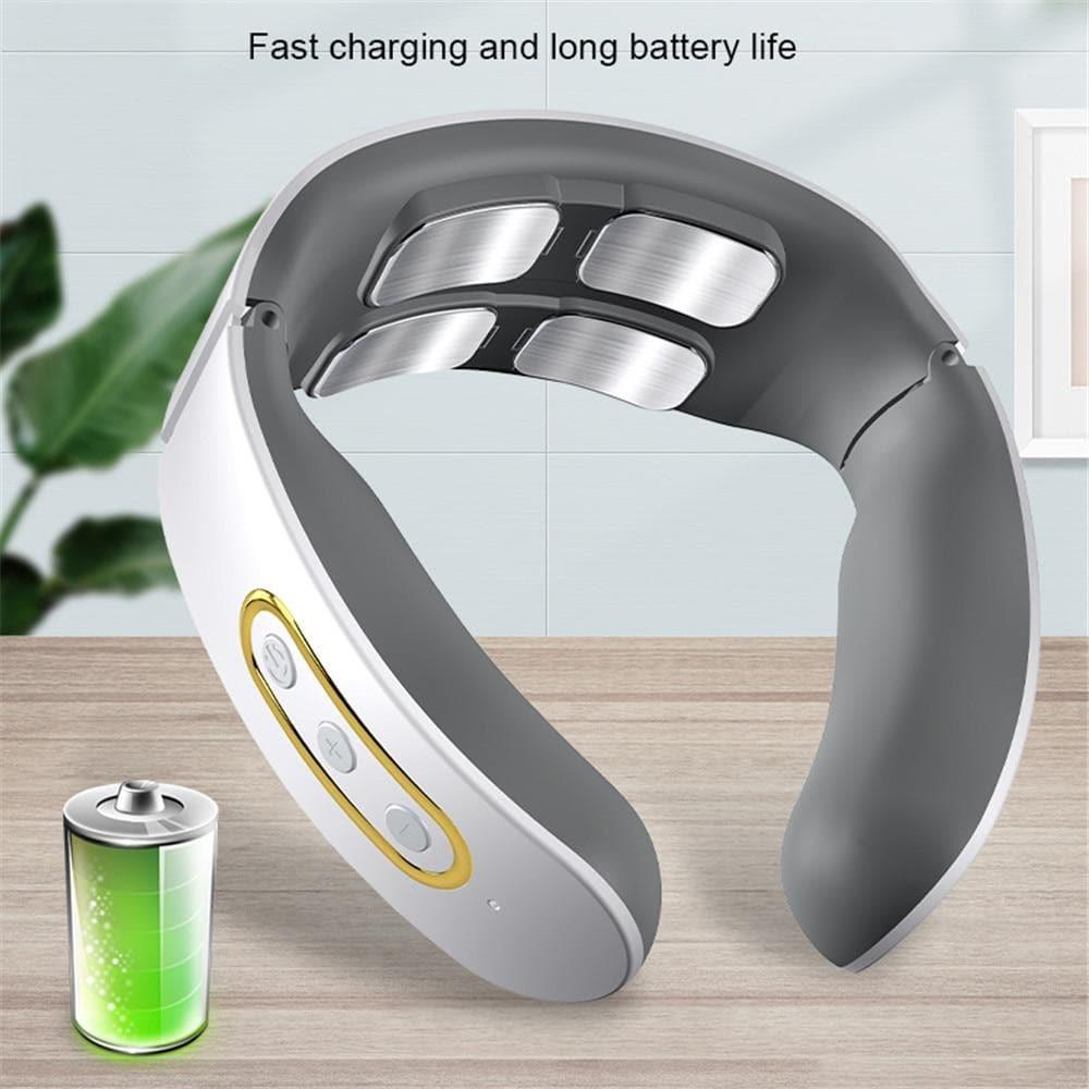 Smart neck & shoulder massager providing heat therapy and 4D massage for pain relief and wellness.