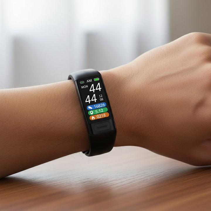 Health monitor smartwatch: EKG, heart rate, blood pressure tracking. Unisex fitness wearable tech, Android/iOS compatible.