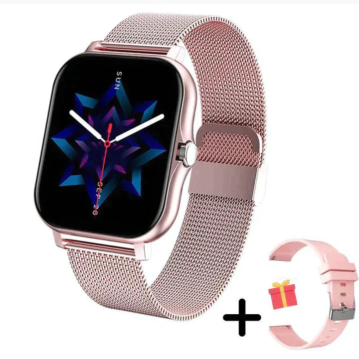 Sleek unisex smartwatch; tracks steps, heart rate, sleep. Make Bluetooth calls directly from your wrist.