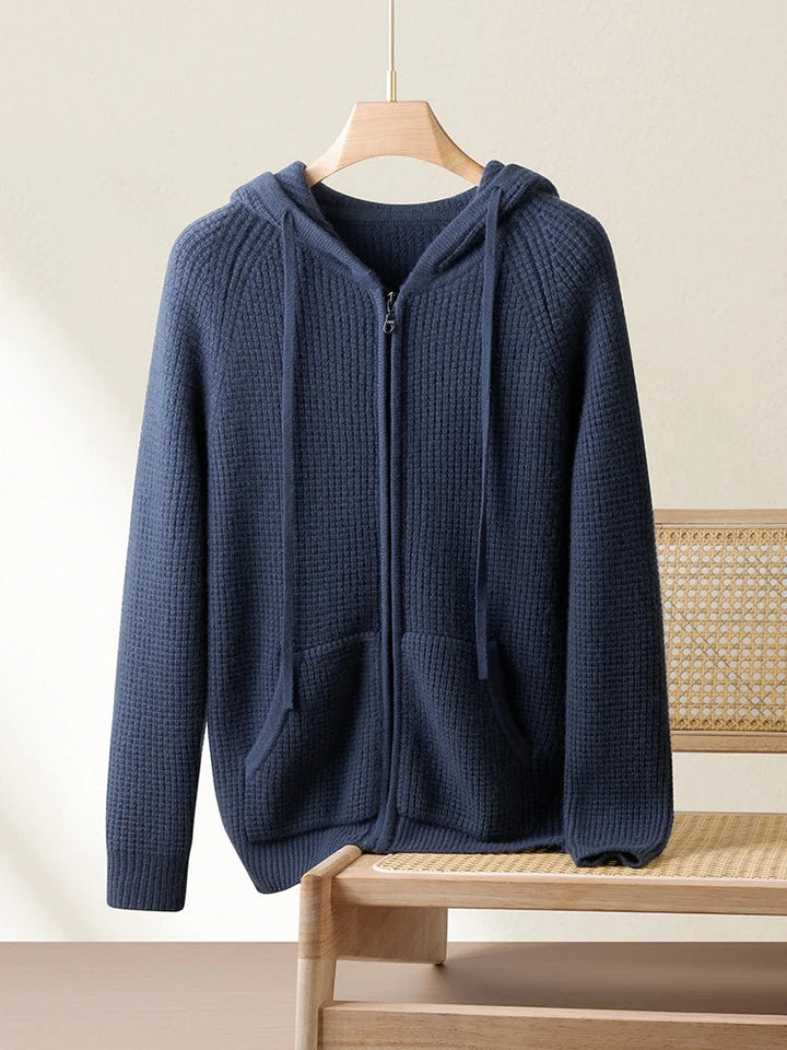Unisex soft full-zip hoodie in midnight navy, perfect for everyday comfort and casual wear.
