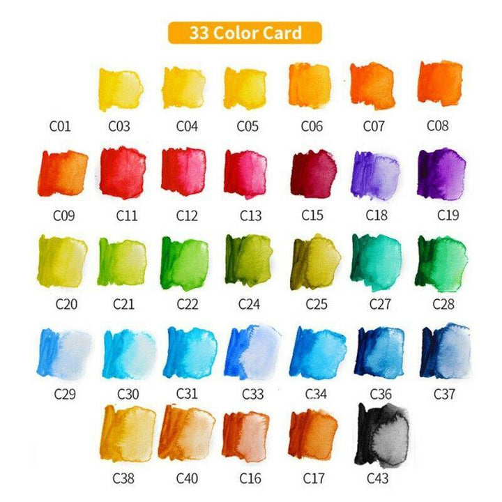 Solid gouache watercolor set with individual pans, high-quality pigments for fine art painting.