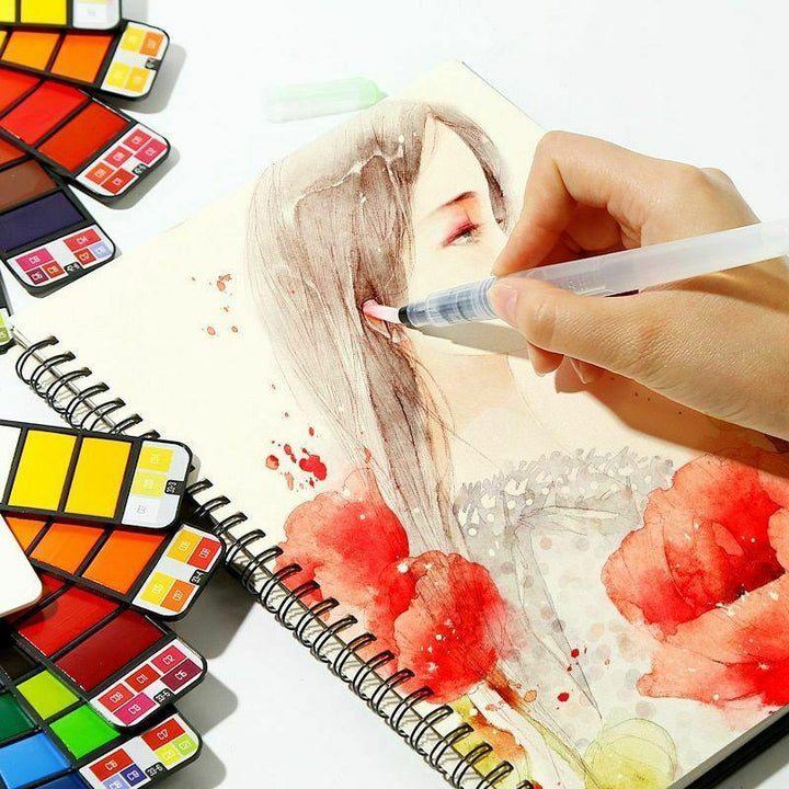 Artist's portable solid gouache paint set, unisex design, essential art supplies for painting.