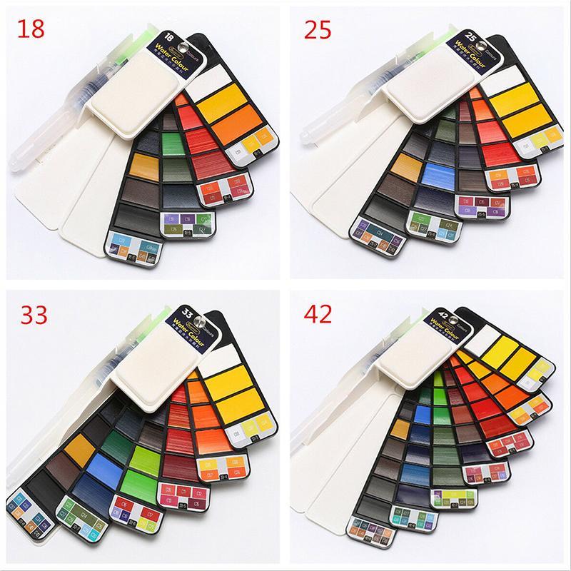 Compact solid watercolor gouache paint set, easy to carry art supplies for any painting project.