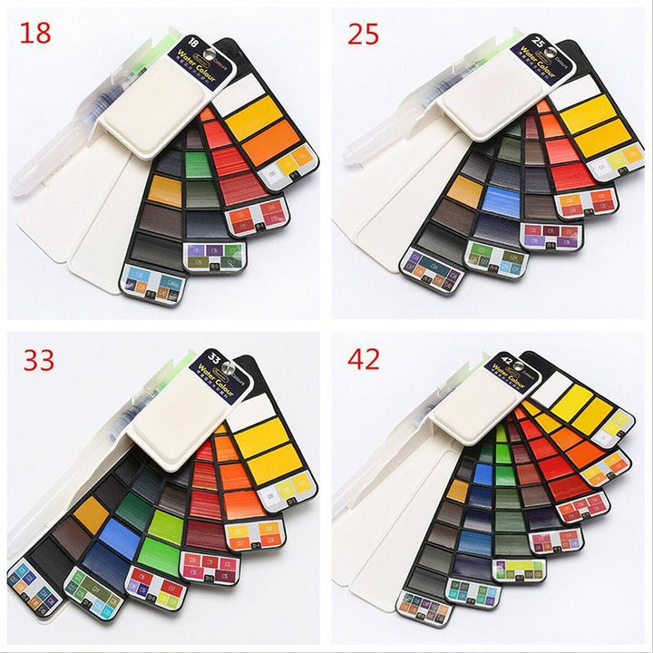 Compact solid watercolor gouache paint set, easy to carry art supplies for any painting project.