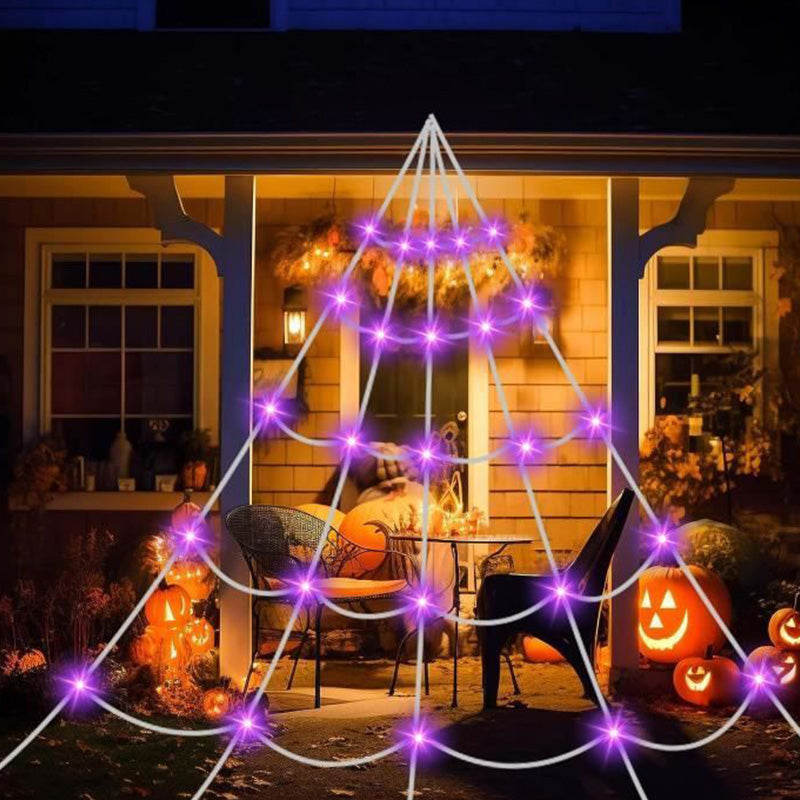 Intricate spiderweb-shaped hanging light fixture, ideal for unique room decor and novelty lighting.