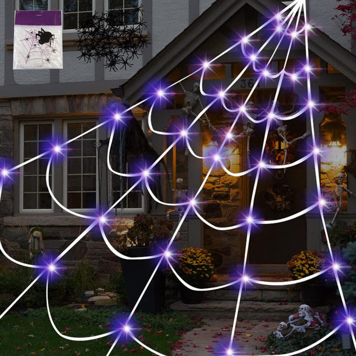 Detailed view of the LED lights integrated within the Spider Web Hanging Light for room decor.