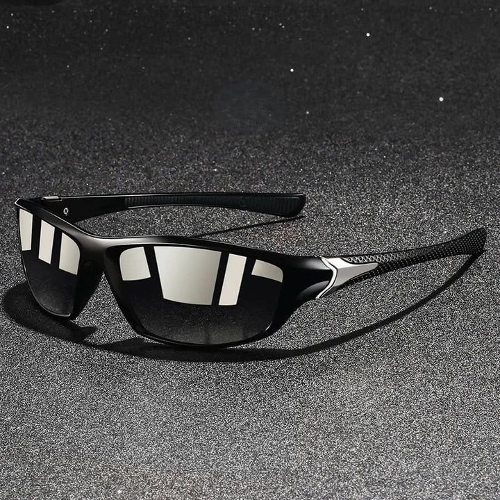 Side view of unisex activewear sunglasses with polarized UV400 lenses for enhanced vision & glare reduction.