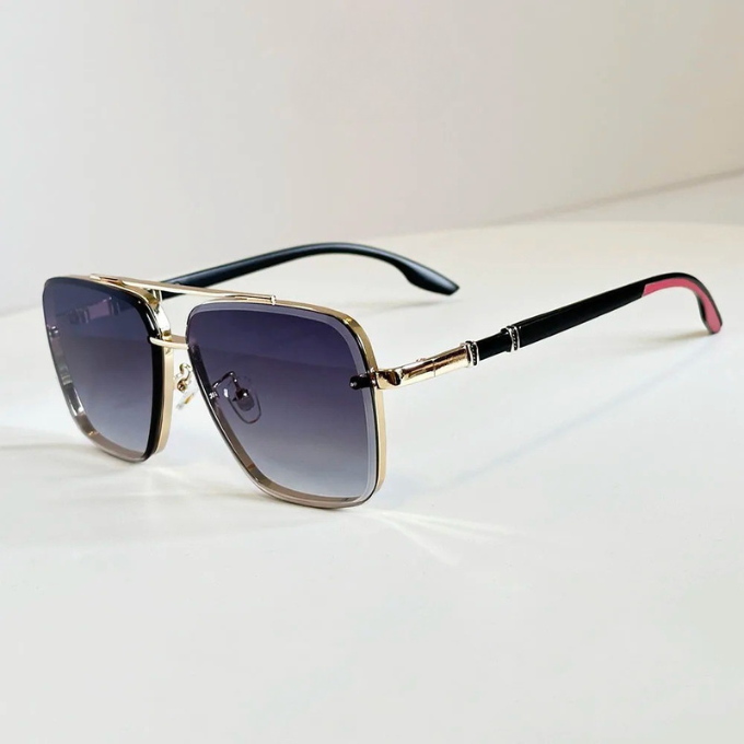 Gradient lens square aviator sunglasses, a trendy unisex eyewear fashion accessory with a metal frame.