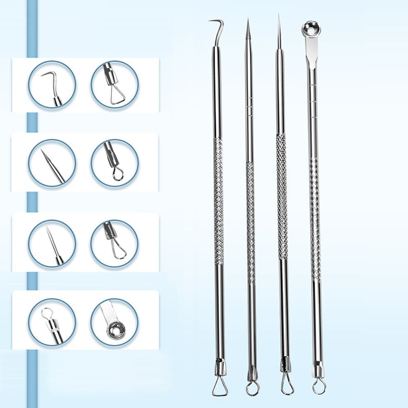 Unisex facial care kit, stainless steel blackhead and pimple tools for smooth skin