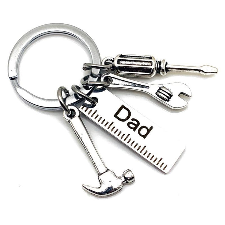 Stainless steel keychain with custom engraving, ideal gift for dads, fathers day present.