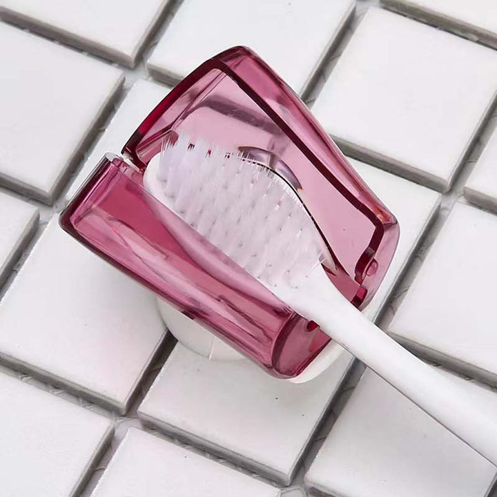 Assorted suction cup toothbrush covers in yellow and pink, great for family oral care hygiene, 125 characters