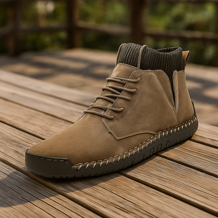 Unisex suede-textured knit collar boots, perfect for winter casual wear