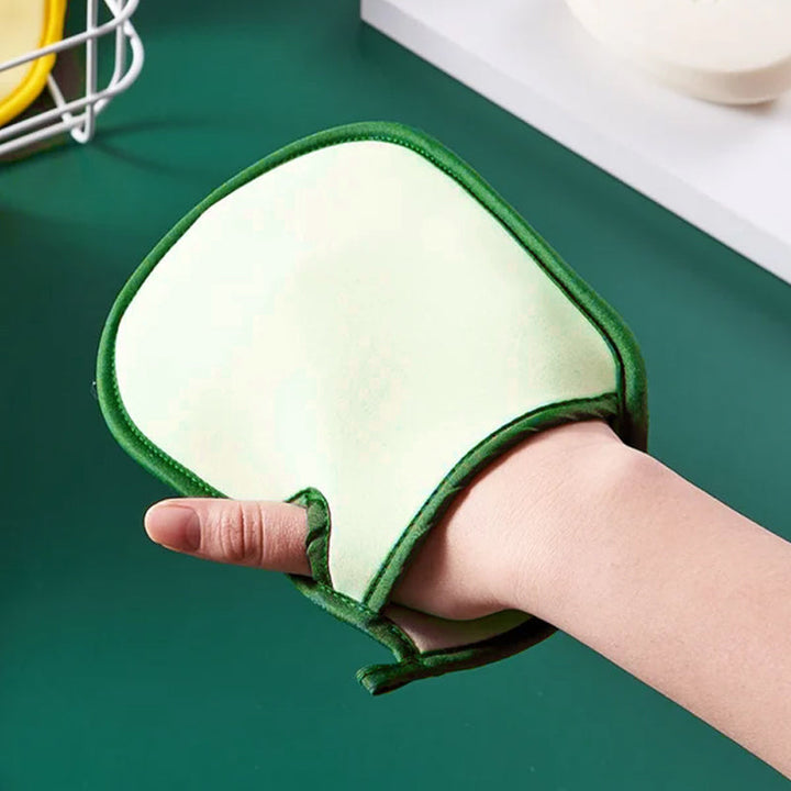 Soft exfoliating bath mitt in beige, ideal for smooth skin, made from PVA material